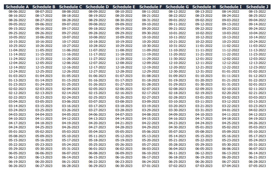 Schedule Dates