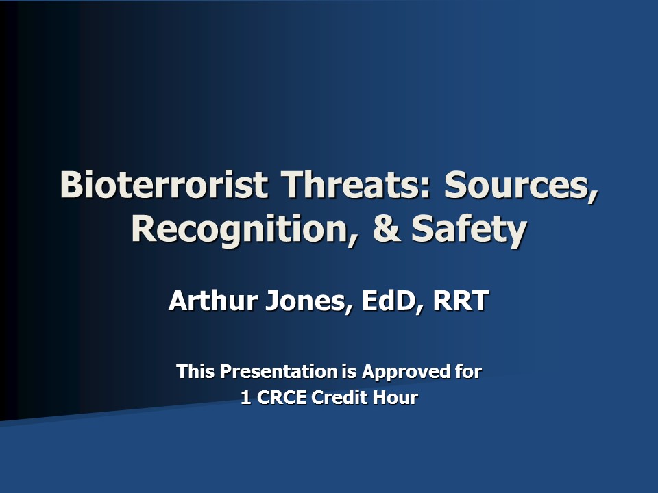 Bioterrorist Threats Slide 1